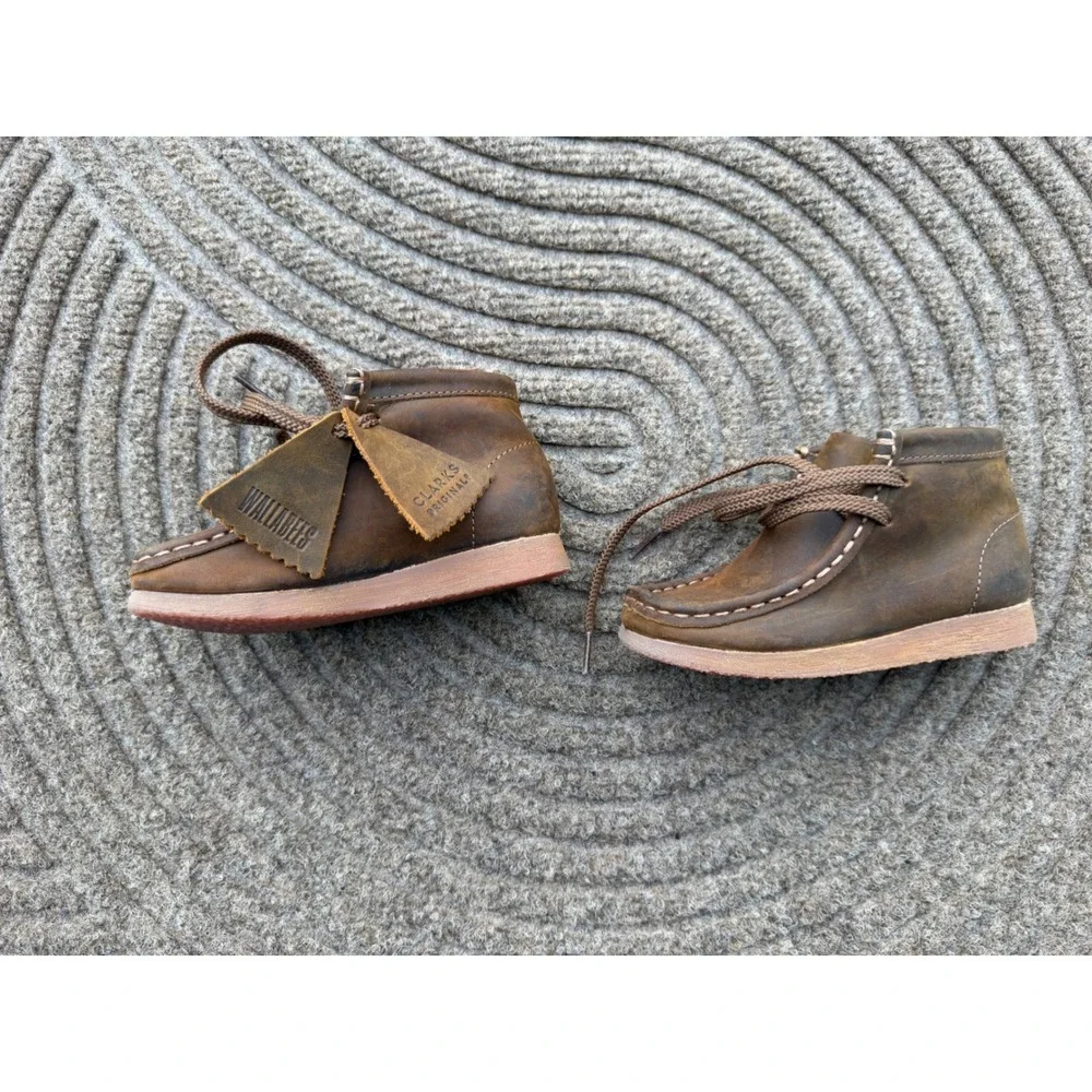 Clarks Originals Wallabee Kids 7.5C Brown Leather Unisex Moccasin Crepe Sole